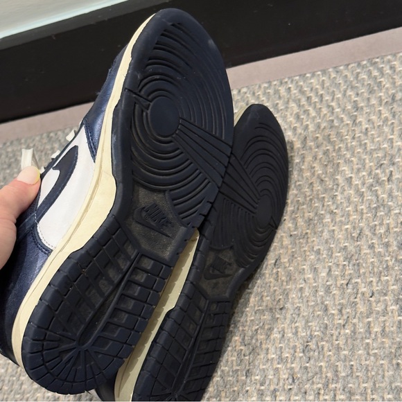 Nike Dunk Premium Low Womens Sneakers Navy Blue Shiny White Size UK 4.5 - Picture 8 of 12